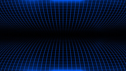 Hi-tech Royal blue square pattern futuristic technology grid on black background