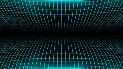 Hi-tech Cyan square pattern futuristic technology grid on black background