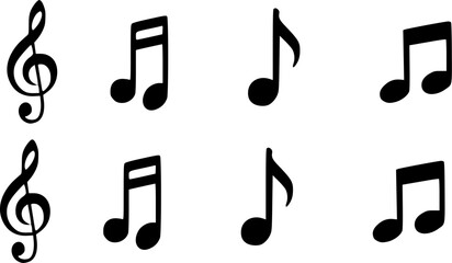 Music notes icon set. Musical key symbols.
