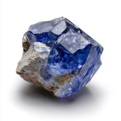Raw sapphire crystal mineral isolated on white background..