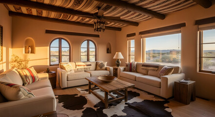 Stylish Desert Home Interior With Natural Light And Rustic Details