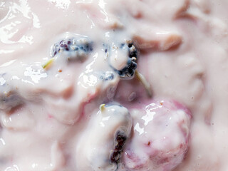 Macro texture of Tasty fruit yogurt background