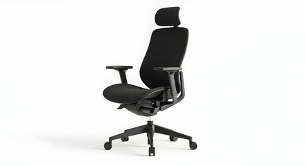 Fototapeta premium Ergonomic Black Office Chair Isolated on White Background Product Shot