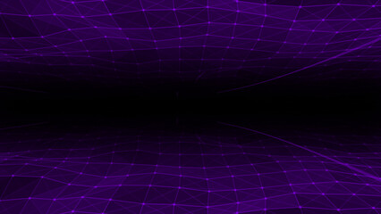 Abstract hi-tech lines and dots slowly moving futuristic plexus pattern with floating lines on black background