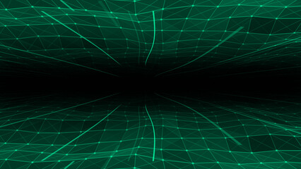 Abstract hi-tech lines and dots slowly moving futuristic plexus pattern with floating lines on black background