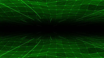 Abstract hi-tech lines and dots slowly moving futuristic plexus pattern with floating lines on...
