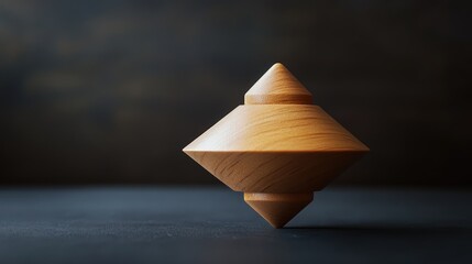 Spinning Wooden Dreidel on Dark Surface, Generative Ai