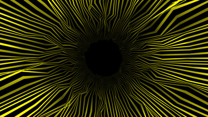 abstract hi-tech wiggling parallel lines on black background, futuristic dark tunnel background