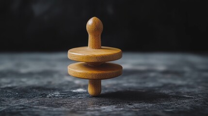 Spinning Wooden Dreidel on Dark Surface, Generative Ai