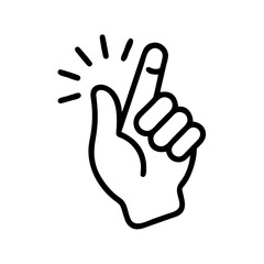 Fototapeta premium Hand with raised finger creating snapping gesture in simple outline 