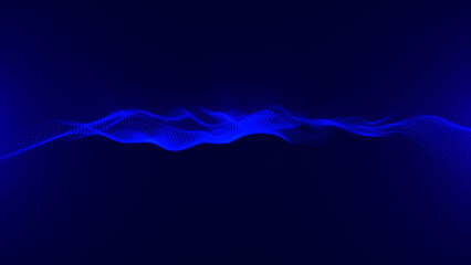 Blue color particles wave Cyber technology background . Abstract seamless animation of glowing dots digital luxurious wave pattern flows background