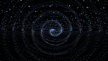 colorful big data futuristic circular dots floating on black background, futuristic circular dots background