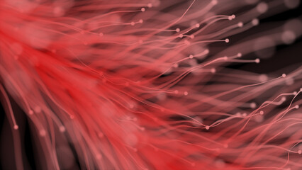 Red slowly moving bokeh particles background, particles with trails simple and elegant background