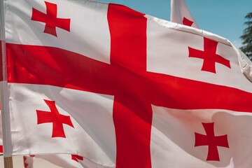 Georgian National Flag Waving in the Wind