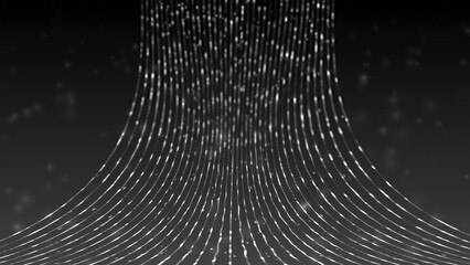 Digital flowing of hi-tech 3d data stream through cyber space, glowing sci-fi digital particles...