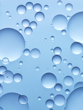 Clear blue cosmetic gel serum oil bubble texture background Hyaluronic skin care moisturizer product sample with bubbles macro