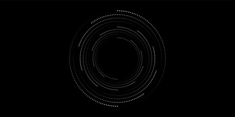 Halftone circular dotted frames set. Circle dots texture isolated on white background. Spotted spray texture. Vector abstract design element spiral circle