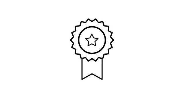 Outline Award Badge Animation with Star Icon on White Background