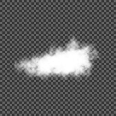 White realistic isolated steam or cloud on transparent background. Cloud, nature sky or food smoke symbol. Weather element or pattern art. Cloud texture, fire smoke wave, foggy nature. Cloud png