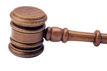 Wooden judge gavel isolated on transparent background isolated white background