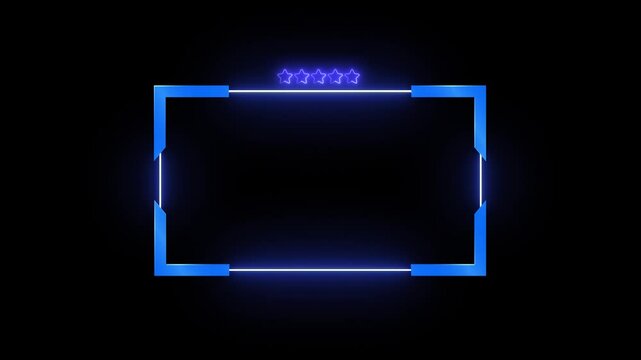 Webcam Overlay Neon Blue Loop Animation, Neon Facecam Flicker for Stream Overlay