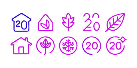 Eco-Friendly Home Energy Efficiency & Sustainable Living Icons Set, 20 Degree Comfort