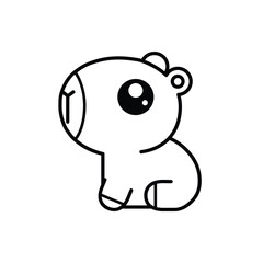 Cute Cartoon Capybara Online for Coloring Book or Kids Design. Kawaii Style Animal Art.