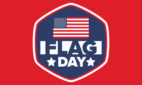 National Flag Day in United States. Holiday celebrated annual June 14 in USA. Patriotic style design with american flag. Poster, greeting card, banner and background. Vector illustration