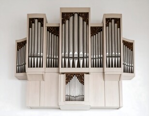 Ornate pipe organ on wall
