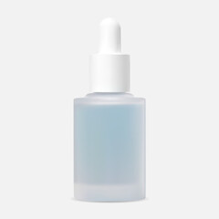 Serum bottle mockup. Cosmetic treatment glass container. Pipette dropper packaging for essential oil, vector illustration blank. Facial collagen moisturizer eyedropper flask