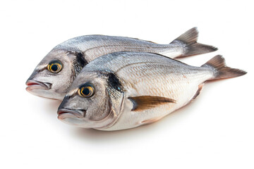 Raw fresh fish dorado isolated on white background