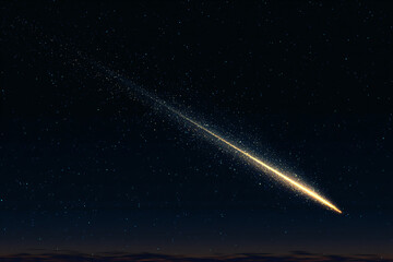 a comet is flying through the night sky