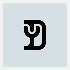 DY - Elegant universal sign. Graphic symbol for corporate identity. Symbiosis. Letters D and Y logo design. Minimalistic monogram. Premium business logotype.
