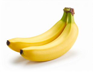 Organic Ripe Bananas on White Background &ndash; Natural Healthy Tropical Fruit Rich in Potassium