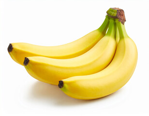 Organic Ripe Bananas on White Background &ndash; Natural Healthy Tropical Fruit Rich in Potassium