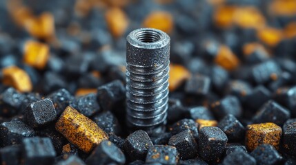 Metal screw on industrial grit background