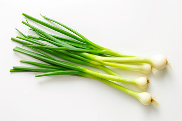 Young green onion isolated on white background