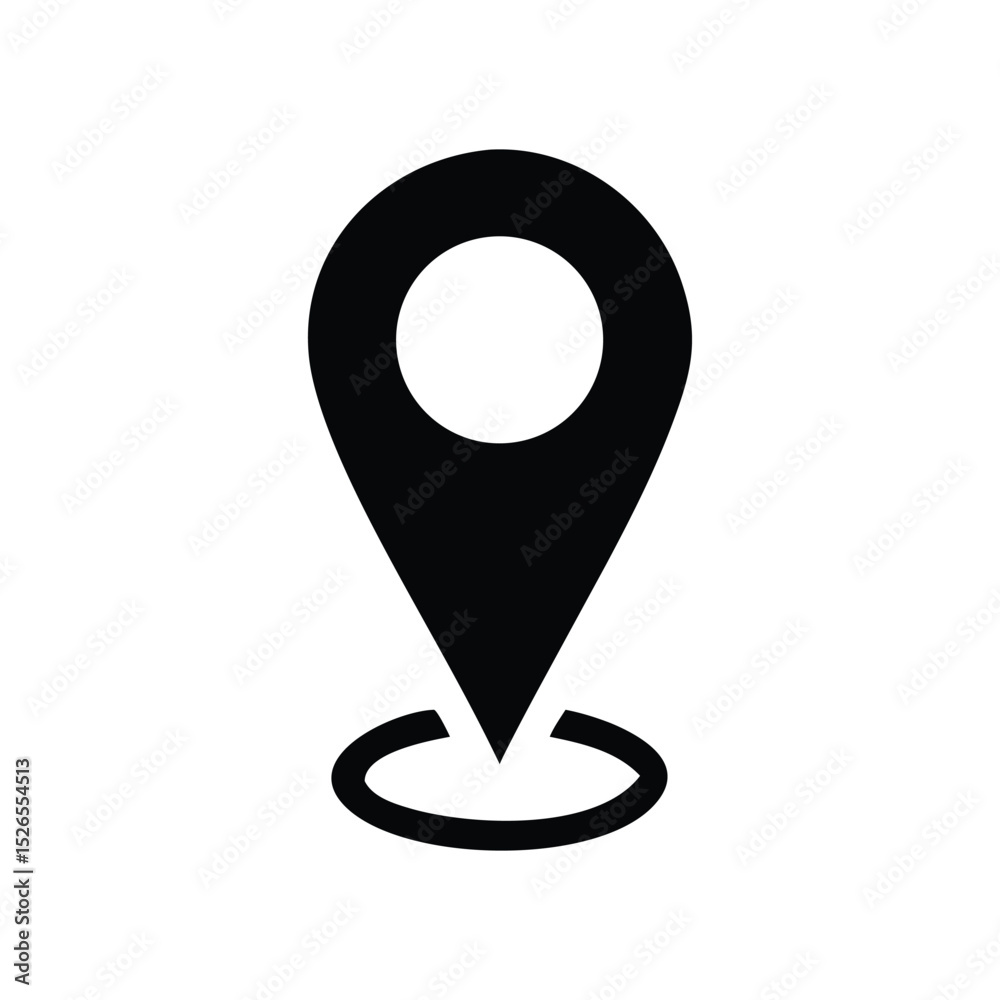 Poster 3d map pointer icon with yin yang design for web and info use silhouette vector illustration minimal