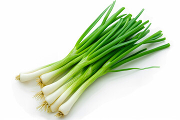 Young green onion isolated on white background