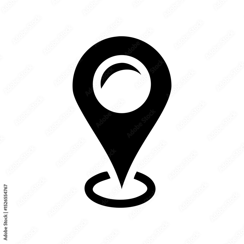 Fototapete map pointer icon vector symbol for web help and information silhouette illustration line art