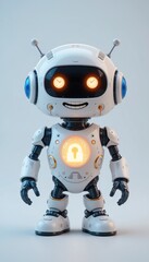 Cute Robot Guardian with Glowing Padlock