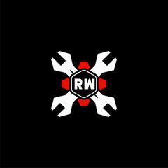 RW Initials Vektor Stok Otomotif Logo Design