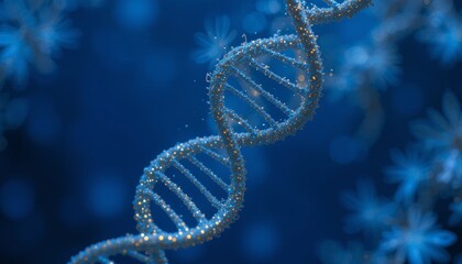 Biological Structure Abstract DNA Helix with Glittering Strands