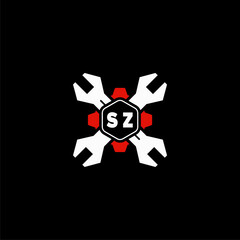 SZ Initials Vektor Stok Otomotif Logo Design