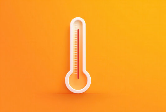 A thermometer displays rising mercury levels against an orange background, symbolizing extreme summer heatwave conditions