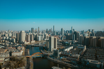 Obraz premium Aerial photography of the city scenery of Tianjin, China 