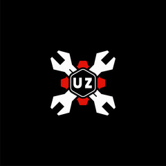 UZ Initials Vektor Stok Otomotif Logo Design