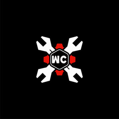 WC Initials Vektor Stok Otomotif Logo Design