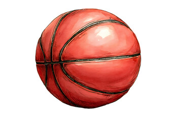 Red basketball watercolor illustration sport game ball, On Transparent Background