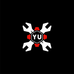 YU Initials Vektor Stok Otomotif Logo Design